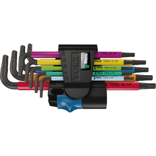 TORX® kulcskészlet, hosszú, színkódolt, TX8-40 HF, 9 részes, WERA | Hajlított kulcsok